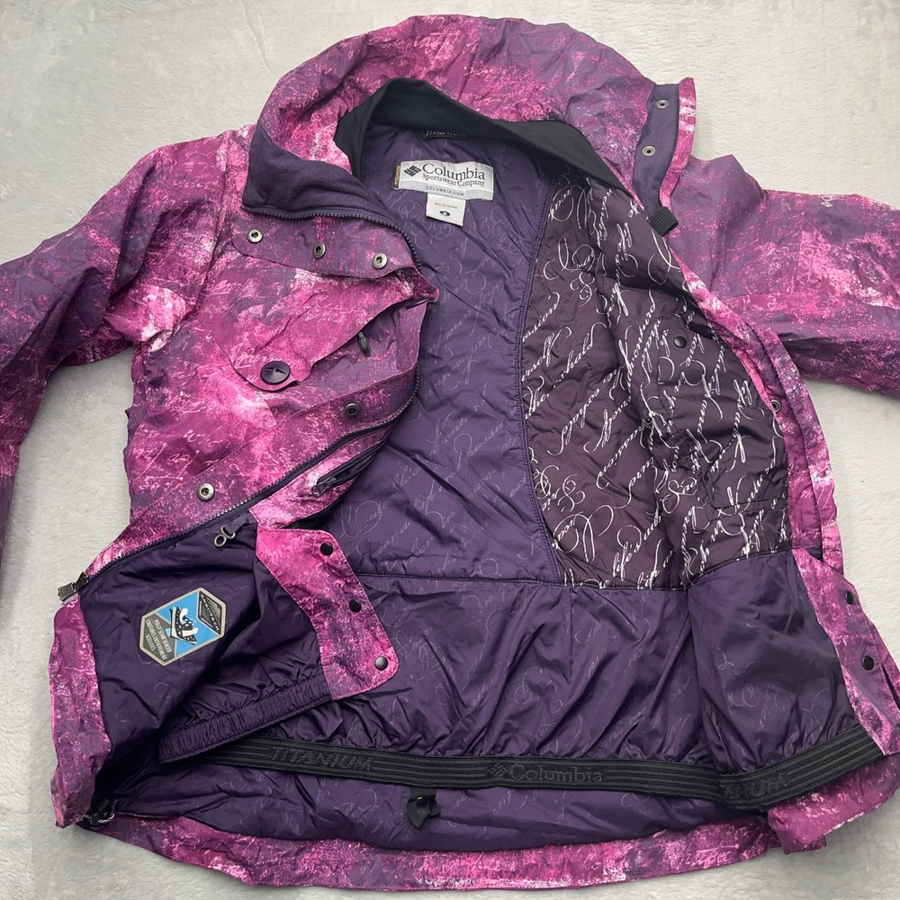 Columbia Titanium Omni-Tech Women's‎ Ski Jacket Purple Print Medium Snowboard - Picture 8 of 12